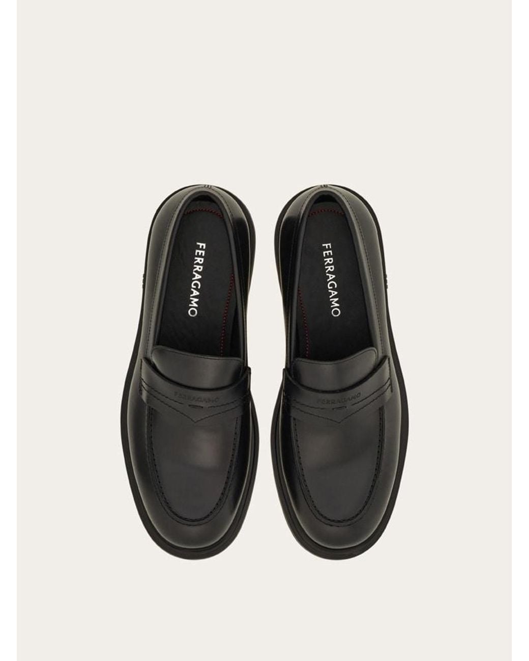 Ferragamo White Calf Leather Loafers for men