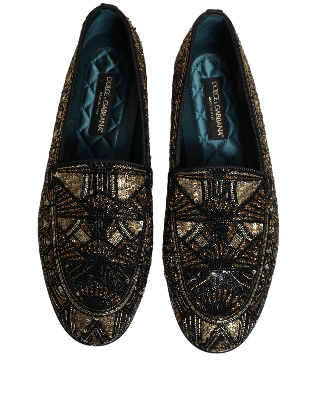 Dolce & Gabbana Black Embellished Slip On Loafers Shoes Leather for men