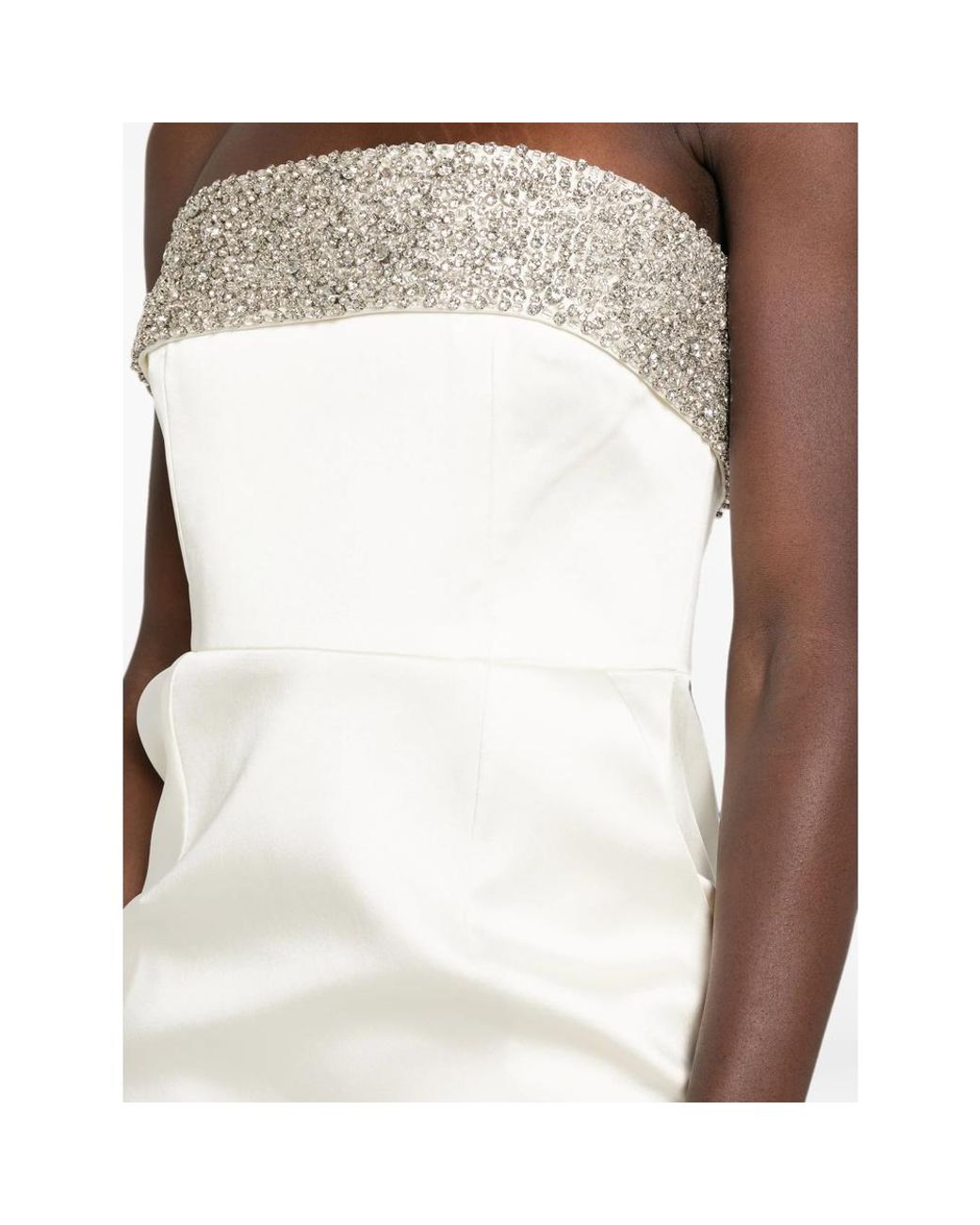 New Arrivals White Strapless Embellished Dress Polyester Evening