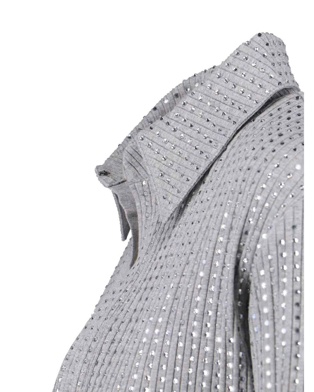 The Attico Rhinestone Mini Dress in Gray | Lyst