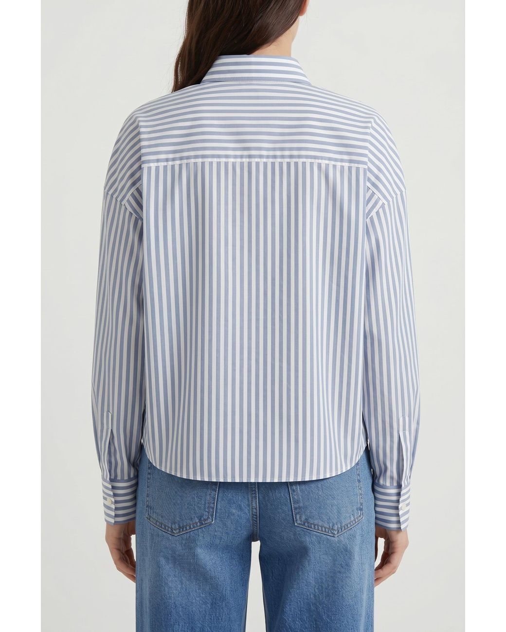Brunello Cucinelli Blue Striped Cotton Silk Shirt