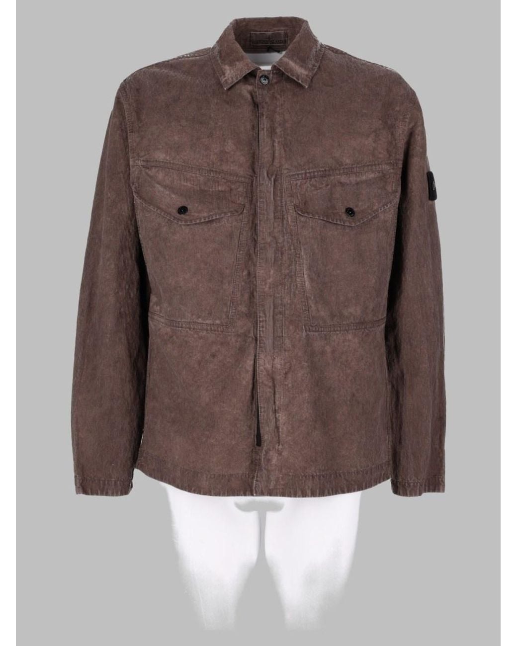 Stone Island Brown Corduroy Overshirt Cotton Polyamide Shirt for men