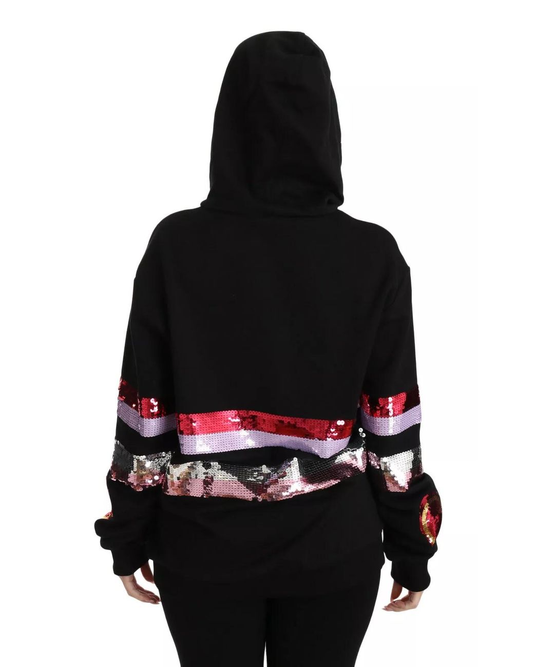 Dolce & Gabbana Black Dg Sequined Hooded Pullover Sweater