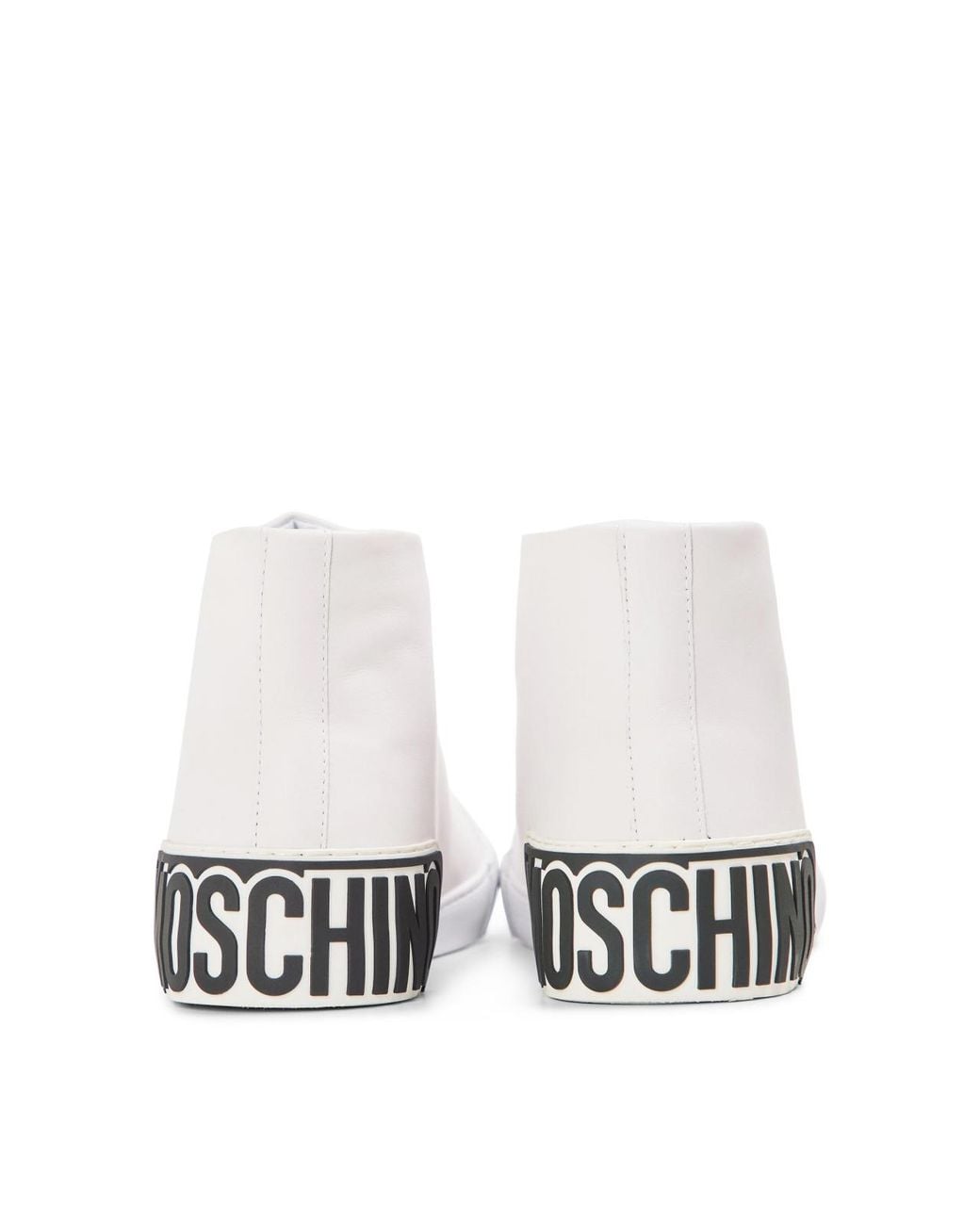 Moschino White Vulc 25 Logo Mid-Top Sneakers Shoes for men