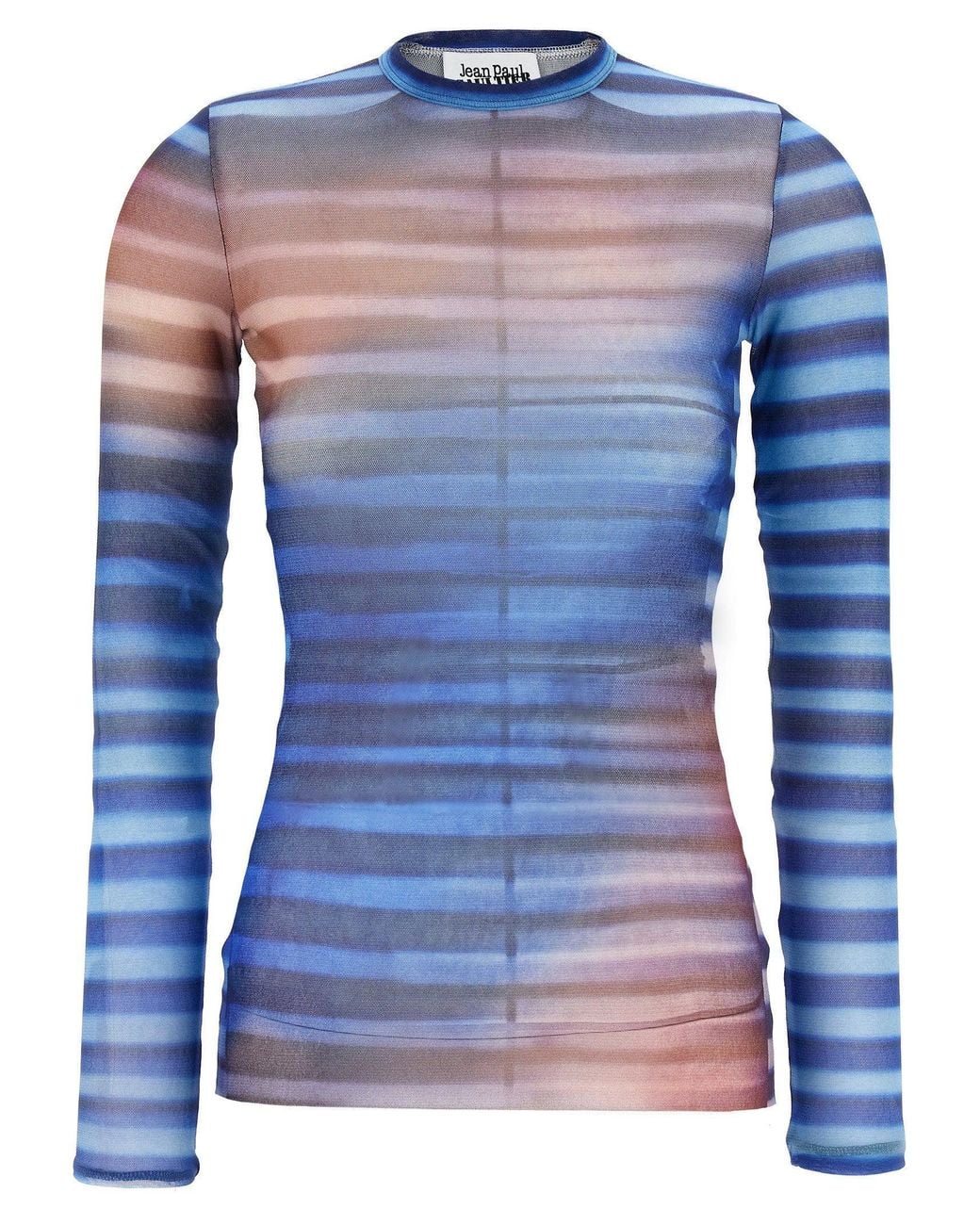 Jean Paul Gaultier Blue Air Print Stretch Tulle Top