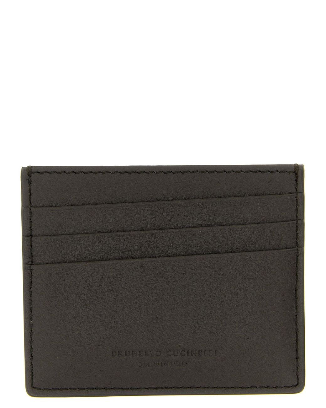 Brunello Cucinelli Black Embossed Logo Leather Card Case for men