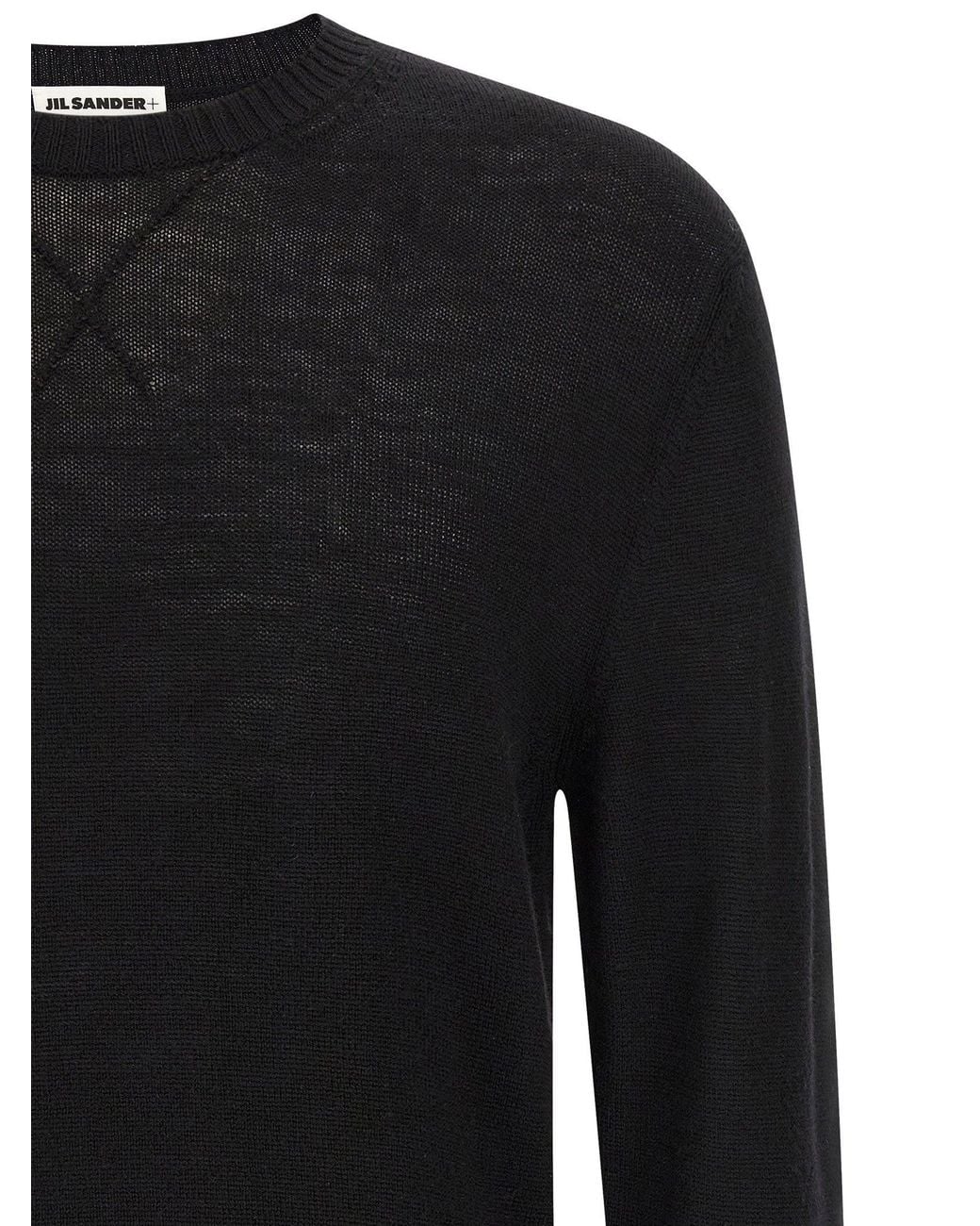 Jil Sander Black Logo-Embroidered Virgin Wool Sweater