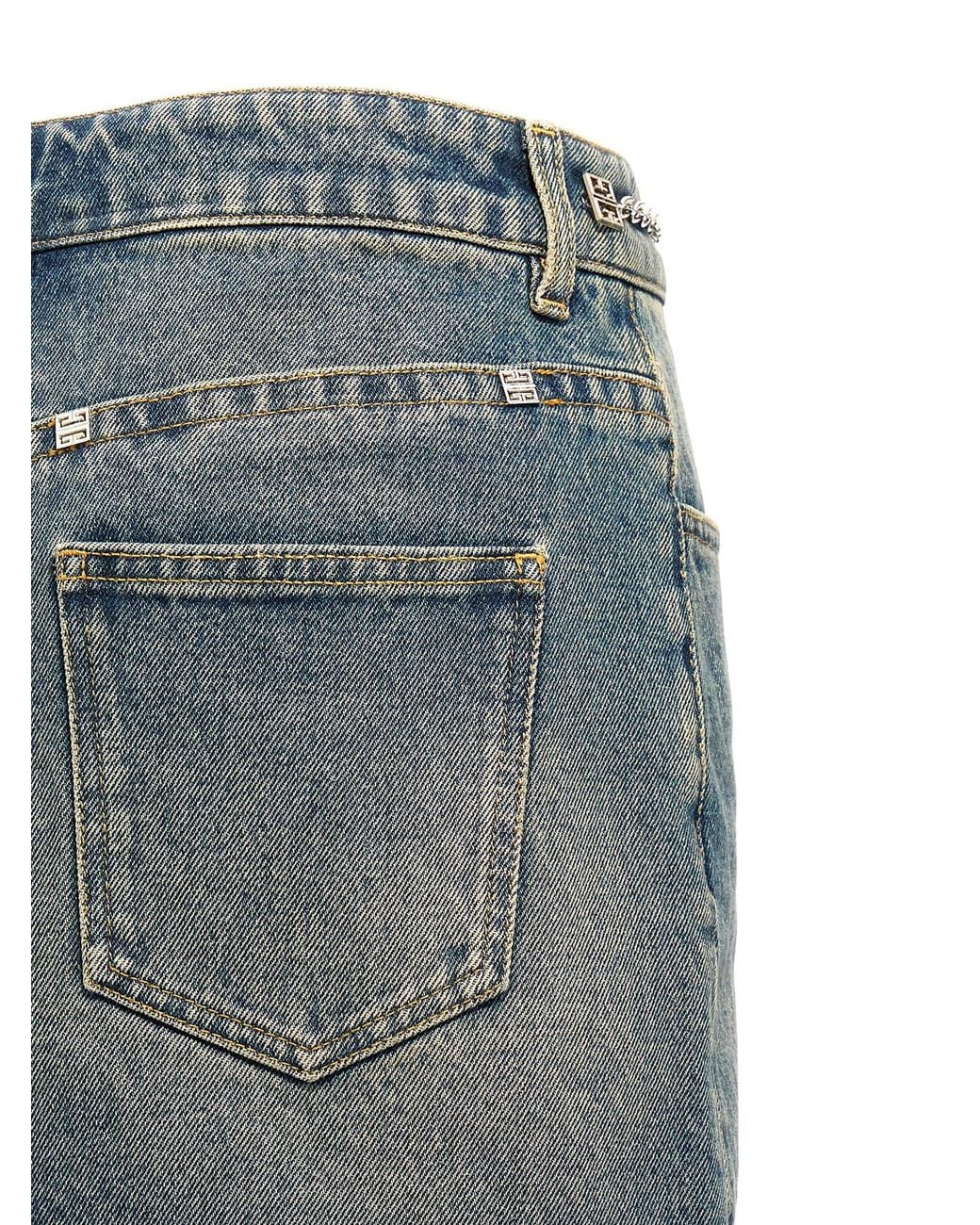 Givenchy Blue Chain-Detail Denim Skirt