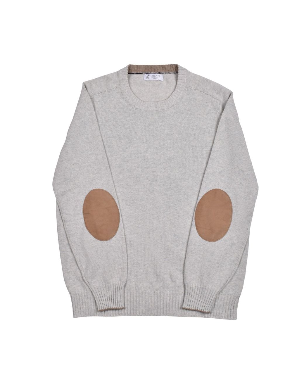 Brunello Cucinelli Gray Fog Cashmere Crew Neck Sweater for men