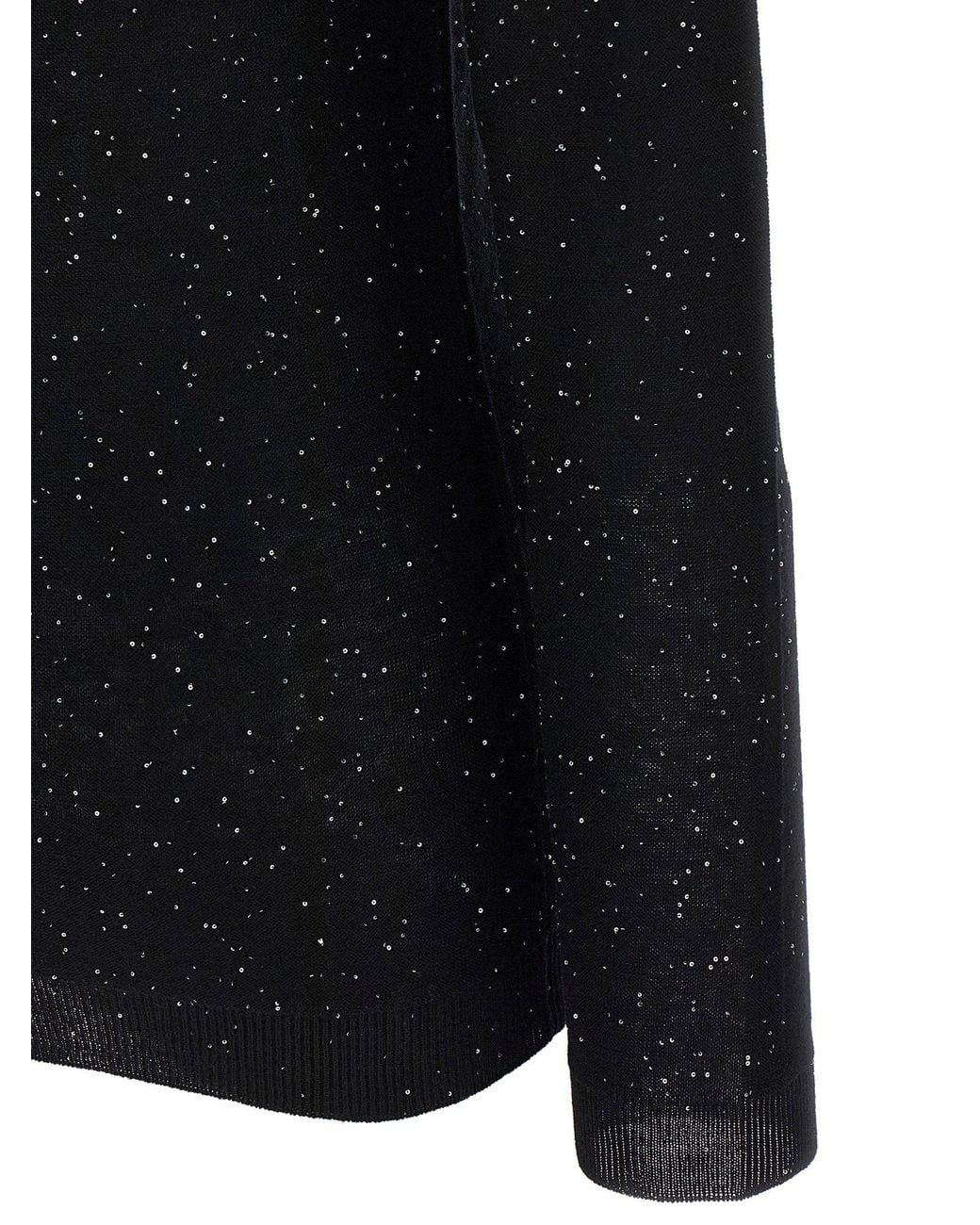 Fabiana Filippi Black Sequin-Embroidered Wool Sweater
