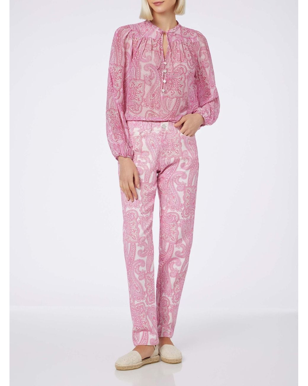 Mc2 Saint Barth Pink Harper Silk Voile Blouse With Paisley Print