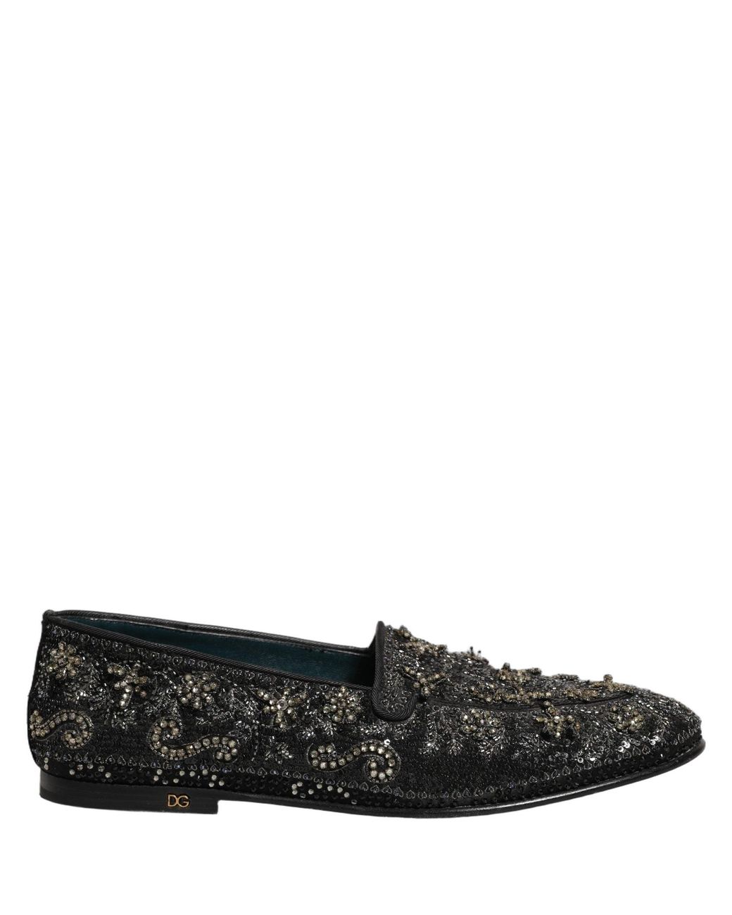 Dolce & Gabbana Black Dolce & Gabbana Rhinestone-Embellished Velvet Loafer for men