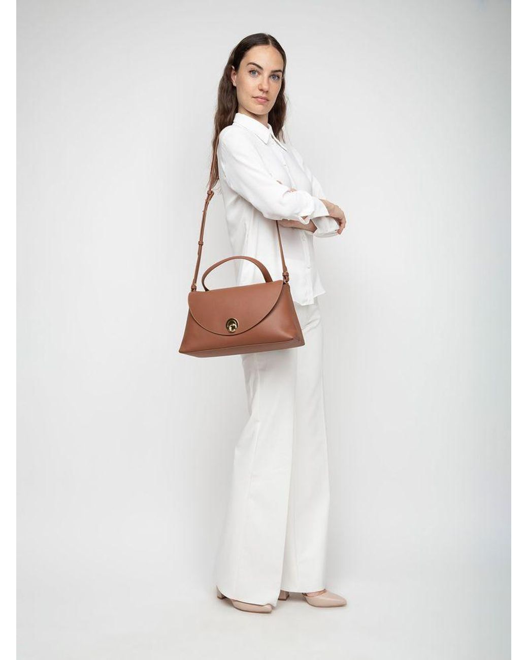 Coccinelle Brown Top Handle Bag Cognac- Bovine Leather Top-Handle-Bags