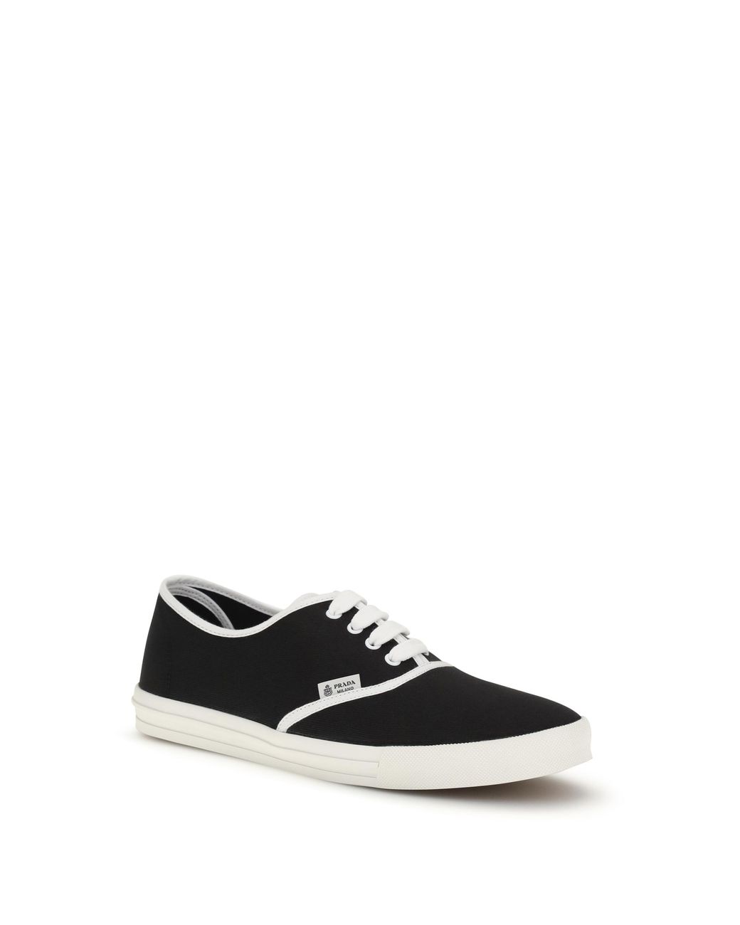 Prada White Sneakers Drill Cotton Upper Lace-Up Shoes for men