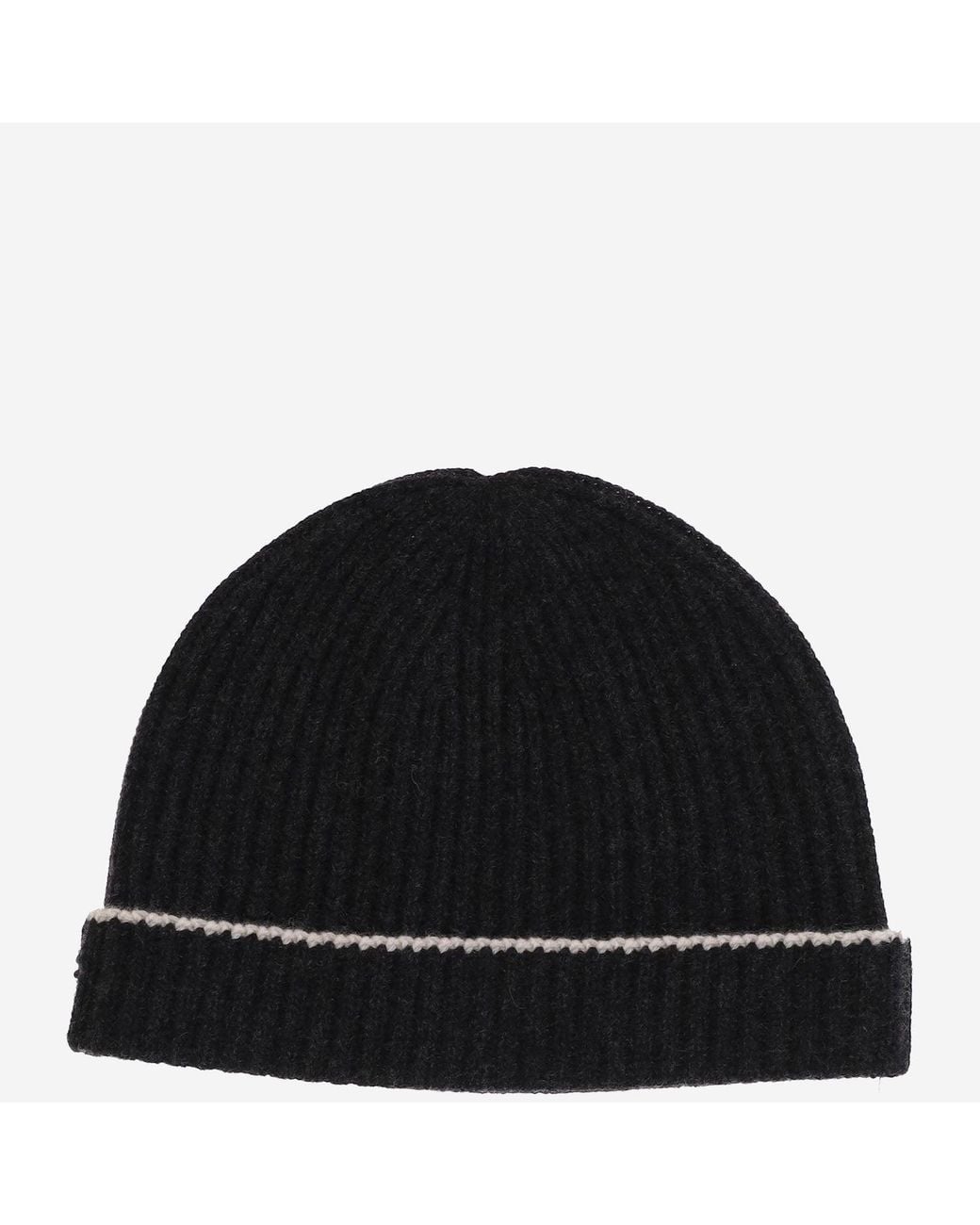 arch4 Black Beanie Ribbed Cashmere Hat