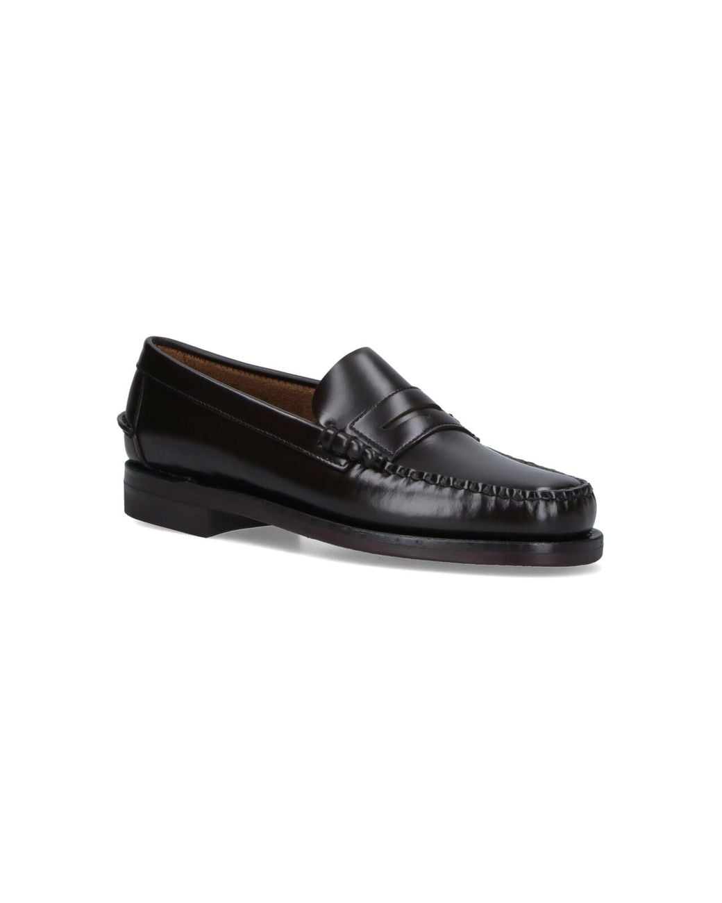 Sebago Black Flat Shoes Leather for men