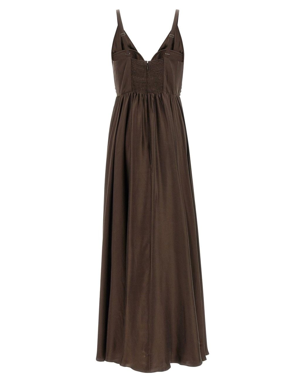 Zimmermann Brown Pleated Silk V-Neck Dress