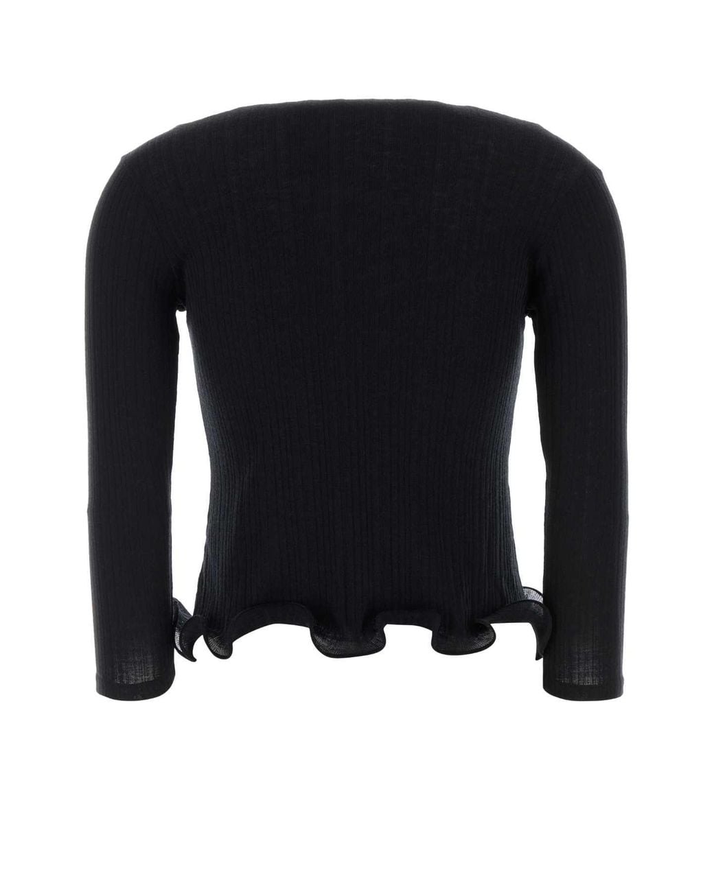 Fendi Black Fendi Virgin Wool Ribbed Sweater
