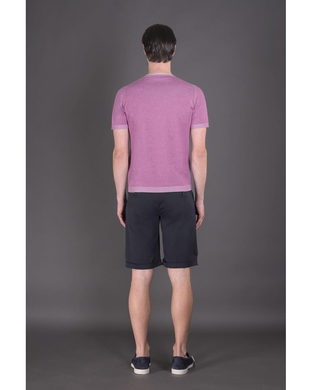 Moorer Gray Light Short Sleeve Sweater for men