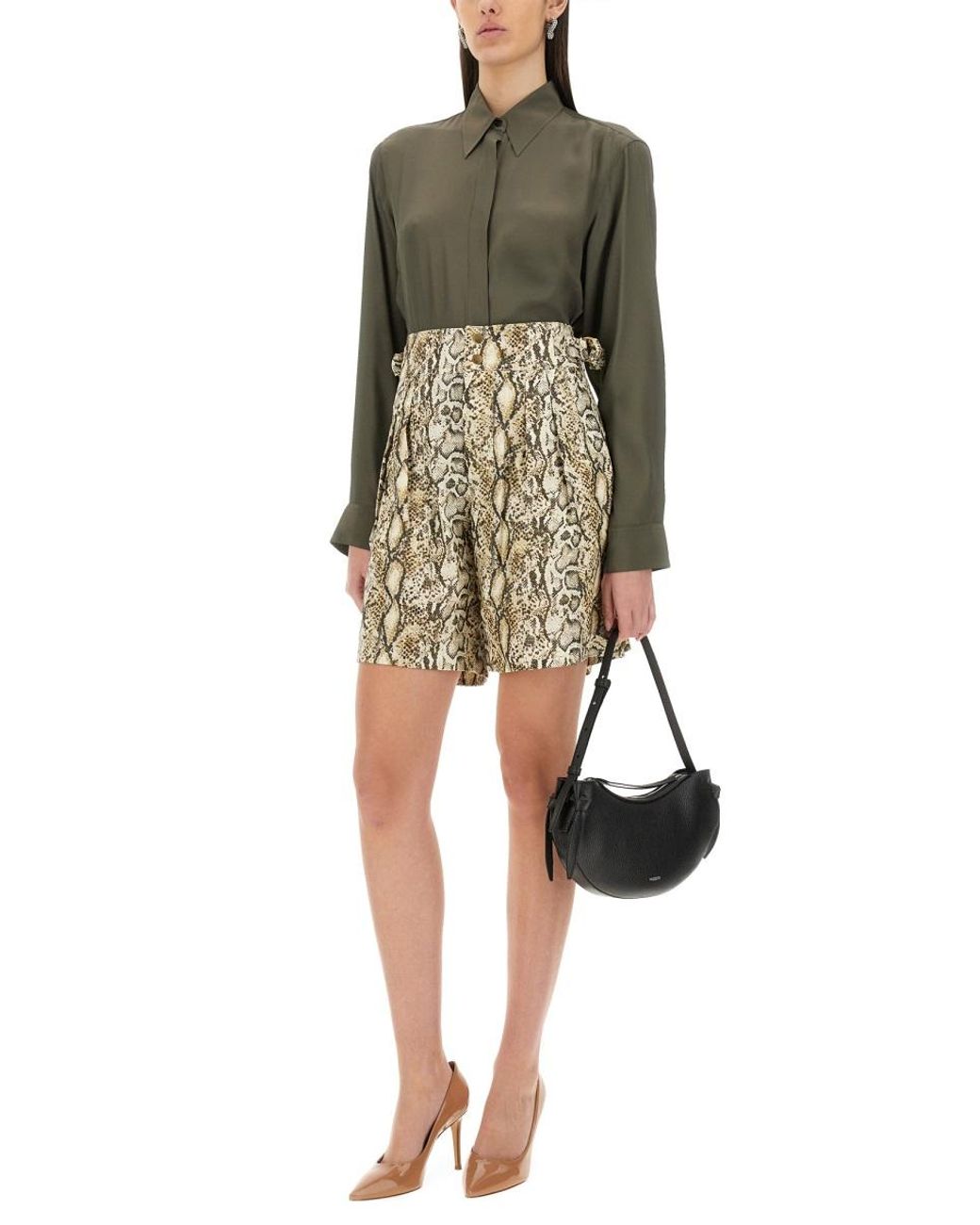 Dries Van Noten Green Dries Van Noten Silk-Blend Satin Shirt