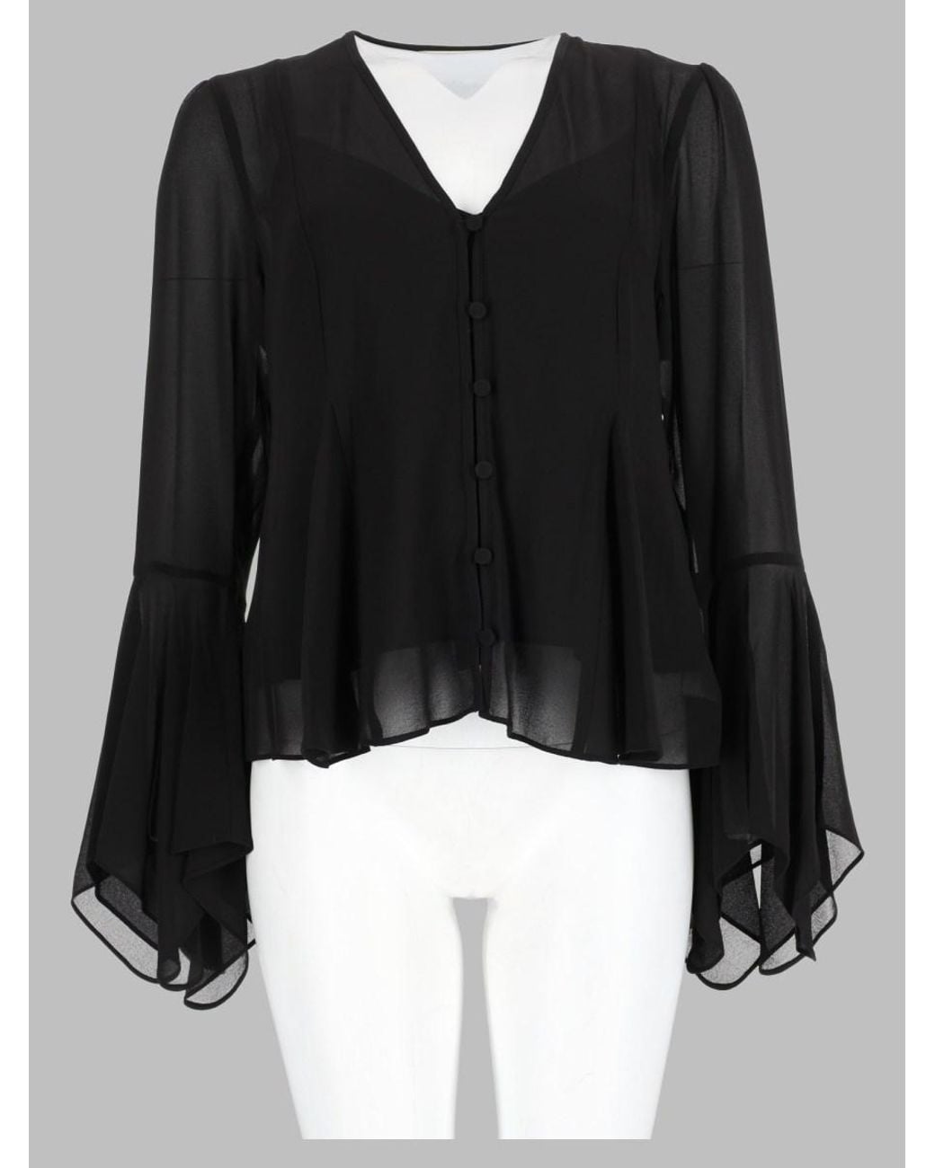 MICHAEL Michael Kors Black V-Neck Shirt Polyester