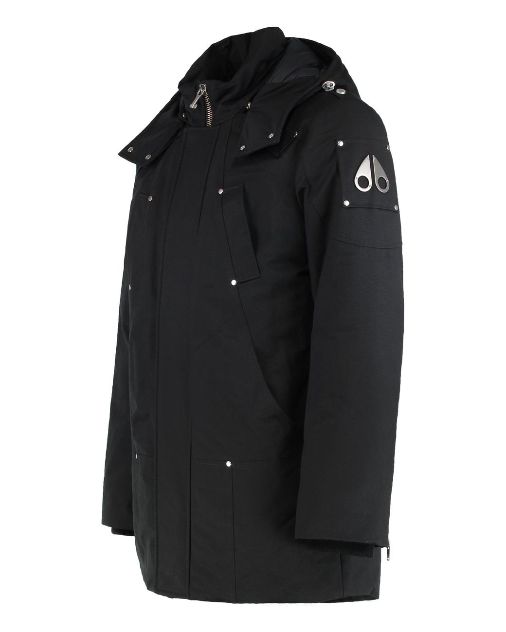Moose Knuckles Black Parka With Removable Hood Cotton Parkas for men