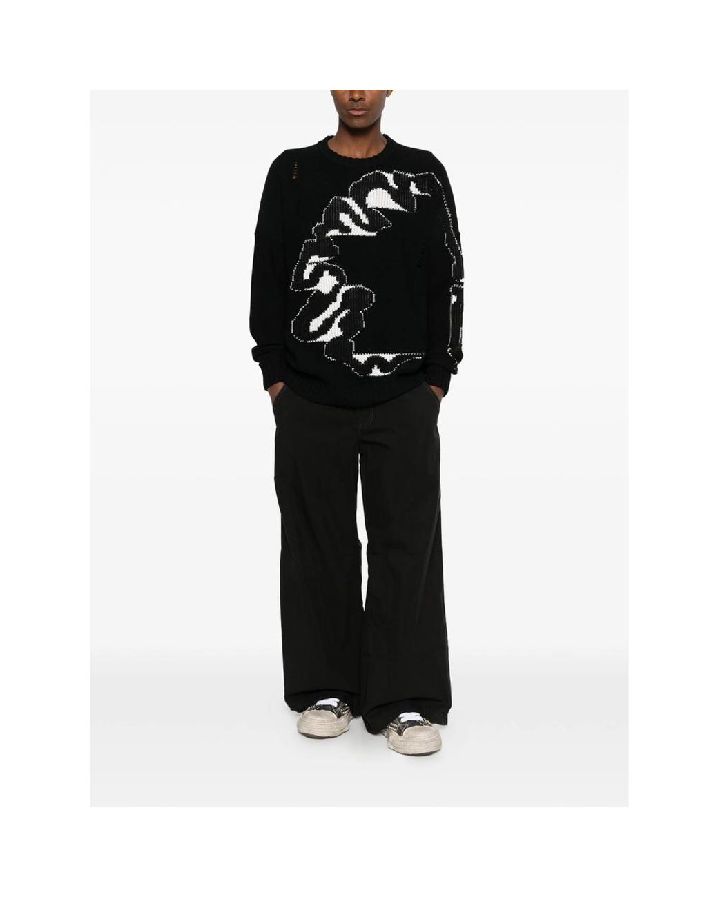 MADFRENZY Black Cortex Crew-Neck Sweater for men