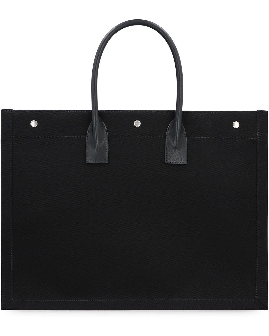 Saint Laurent Black Rive Gauche Canvas Tote Leather; Cotton; Linen Bags