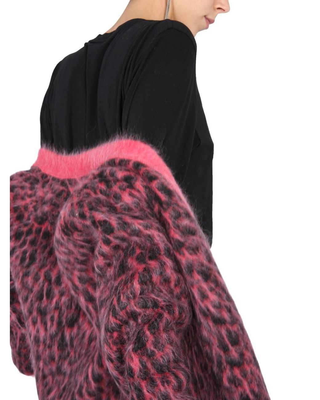 Saint Laurent Red Saint Laurent Leopard Jacquard Wool Cardigan
