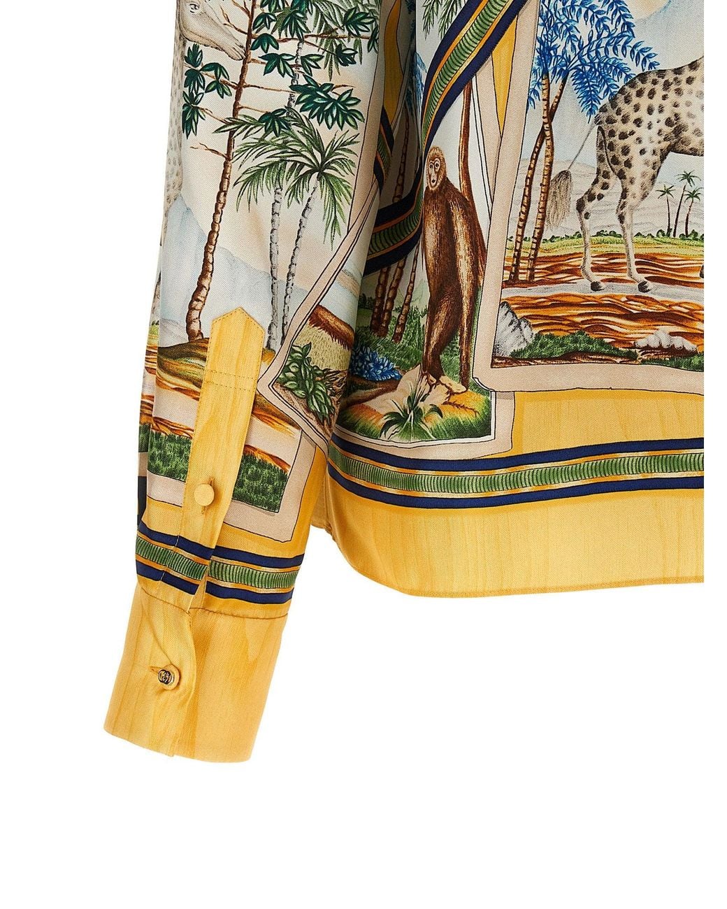 Gucci Yellow Landscape Print Silk Twill Shirt