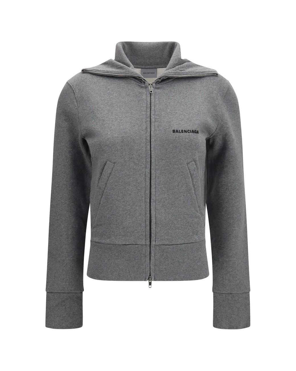 Balenciaga Gray Fitted Zip-Up Hoodie Cotton Jacket