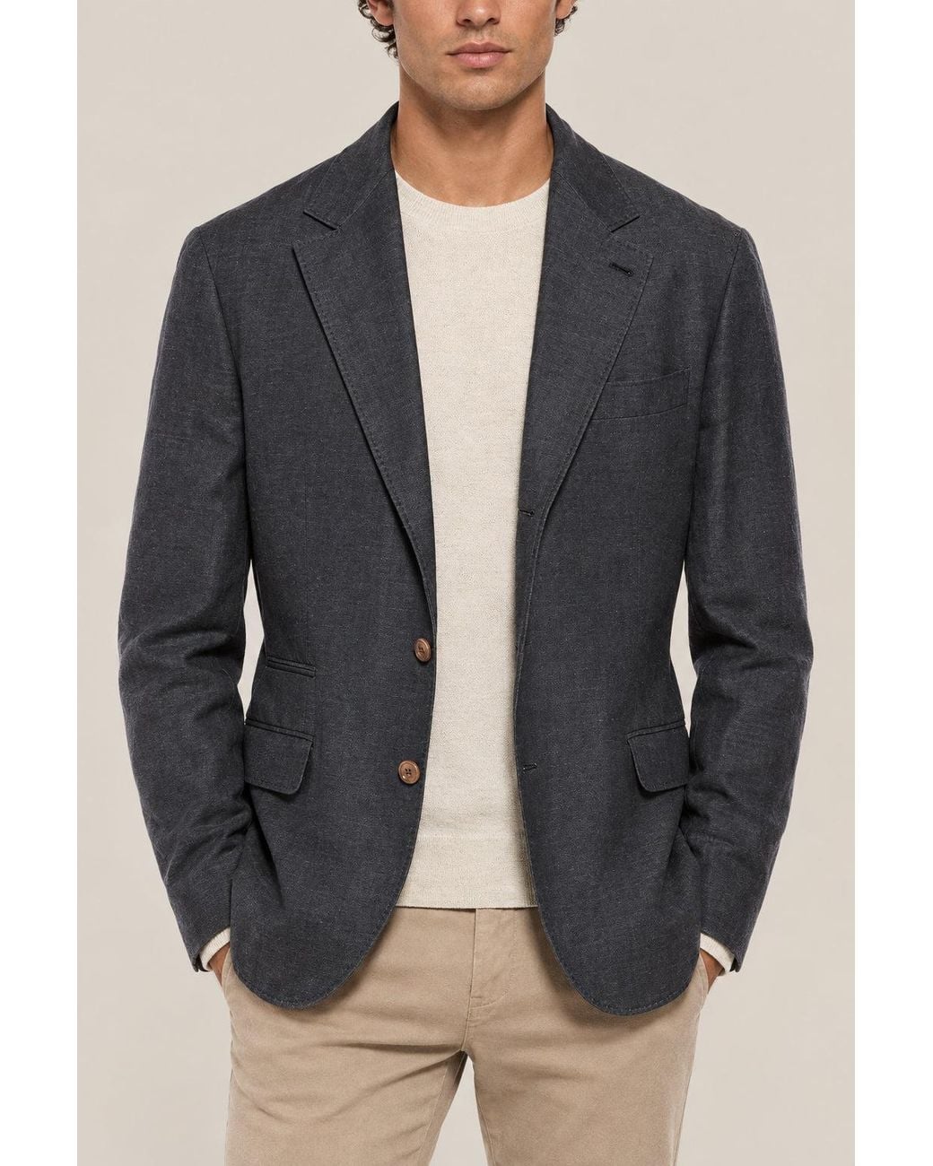Brunello Cucinelli Black Wool Linen Blazer Clothing for men