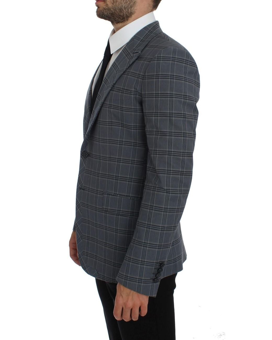 Dolce & Gabbana Blue Plaid Blazer Classic Fit for men