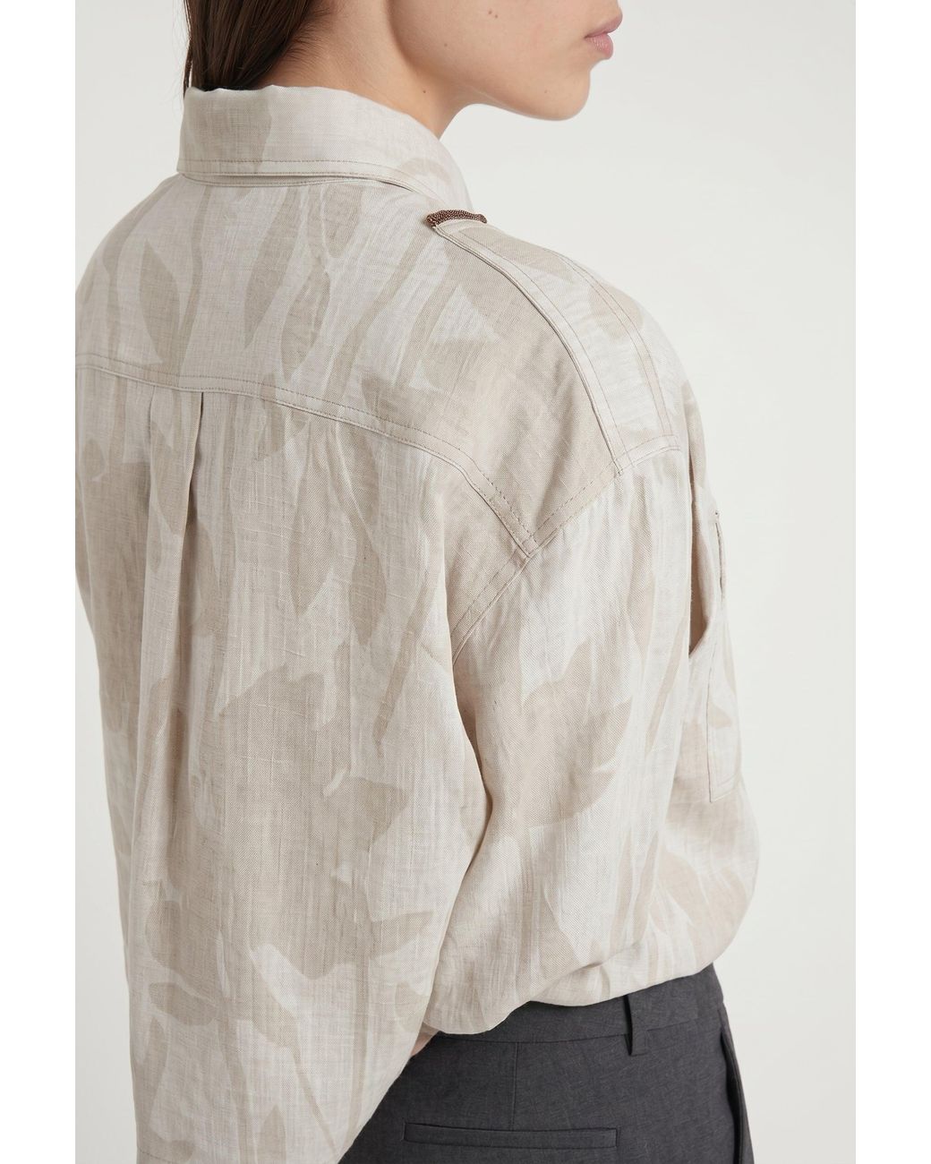 Brunello Cucinelli Multicolor Light Linen Boxy Shirt