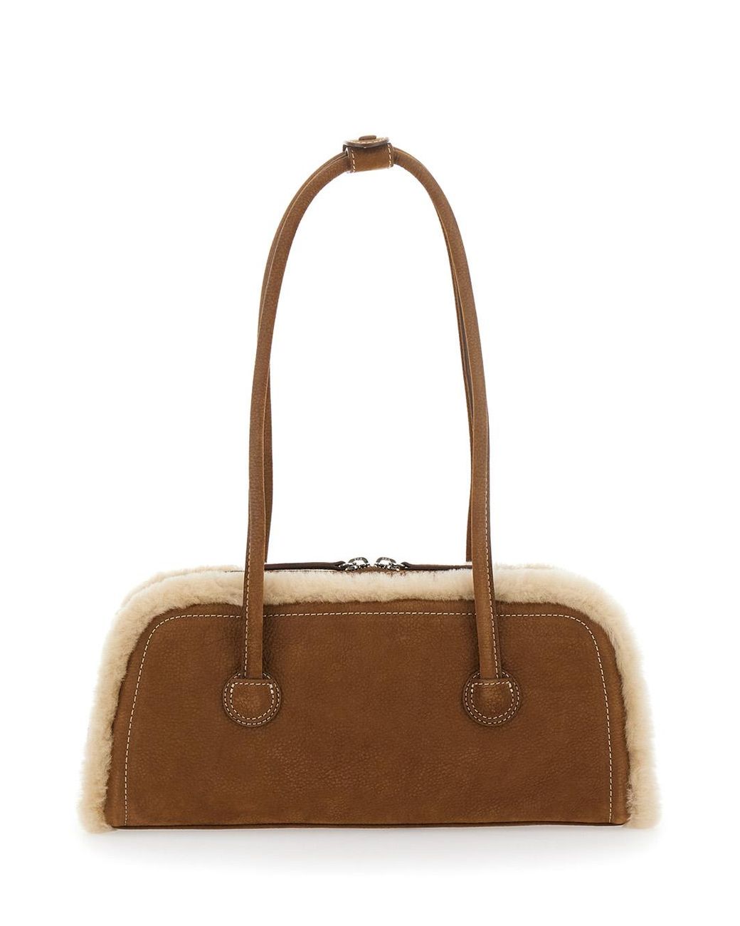MARGE SHERWOOD Brown Shoulder Bag Shearling And Nubuck Cow Leather