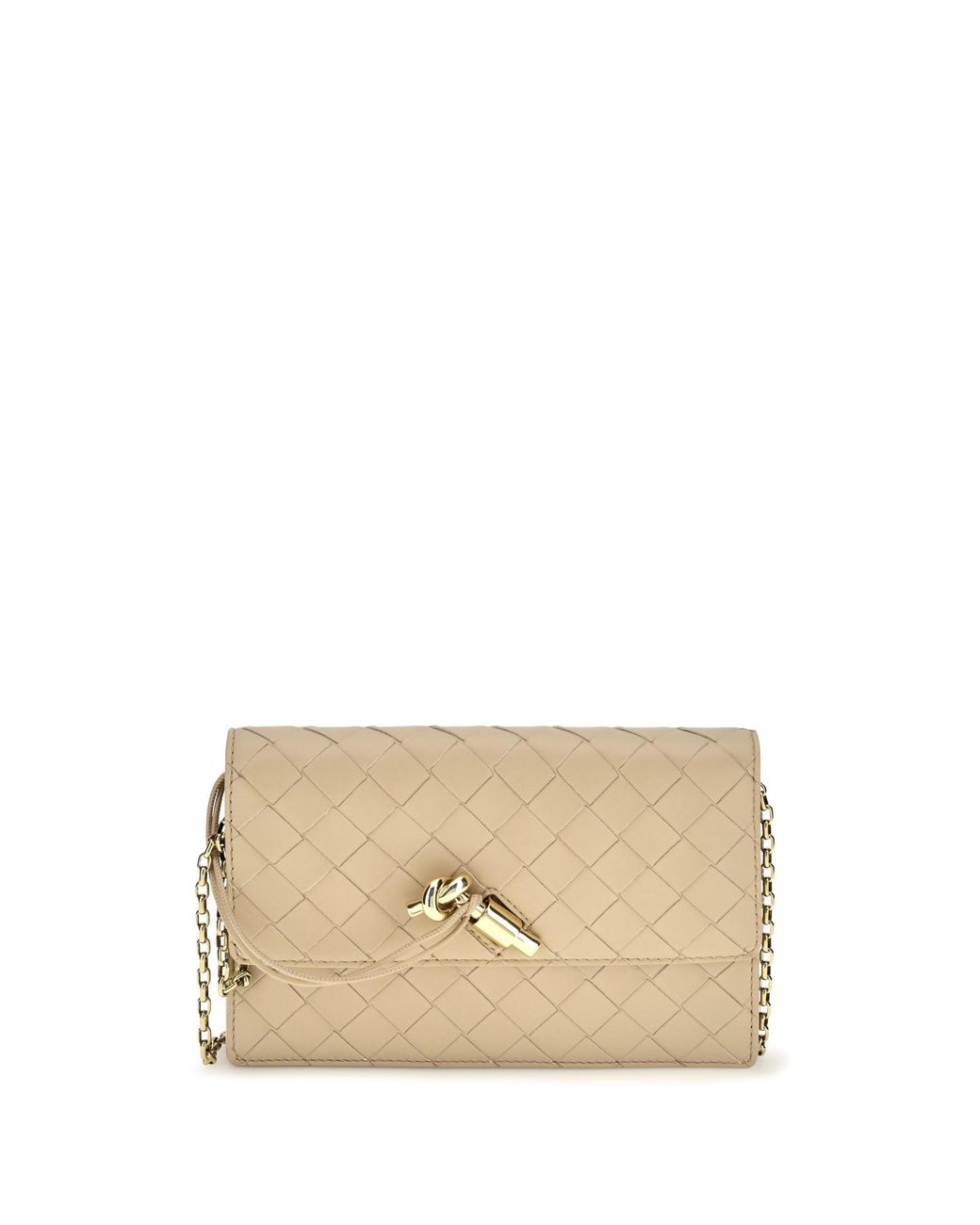 Bottega Veneta Natural Pouch On Chain Andiamo Shore-Muse Brass Shore/Muse Lamb Leather Wallets & Purses