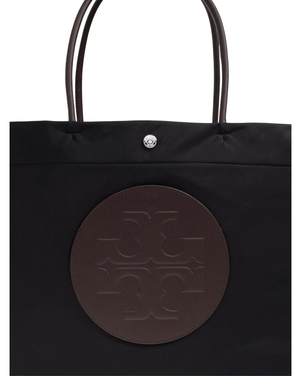 Tory Burch Black Ella Twist Logo Tote Bag