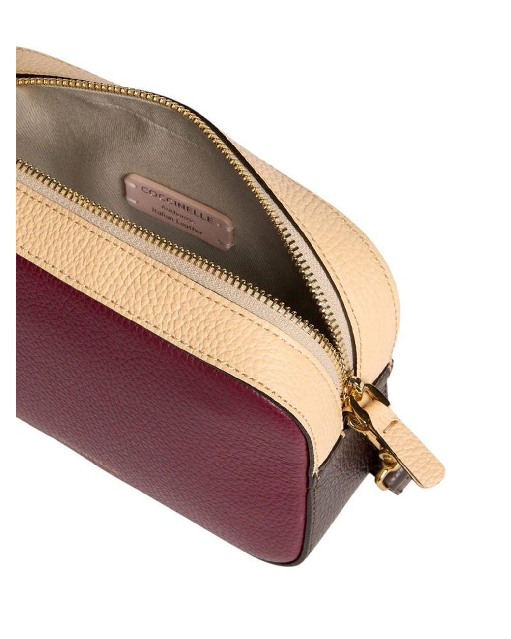 Coccinelle Purple Crossbody Bag Ribes-Betulla-Brunet Cowhide Leather