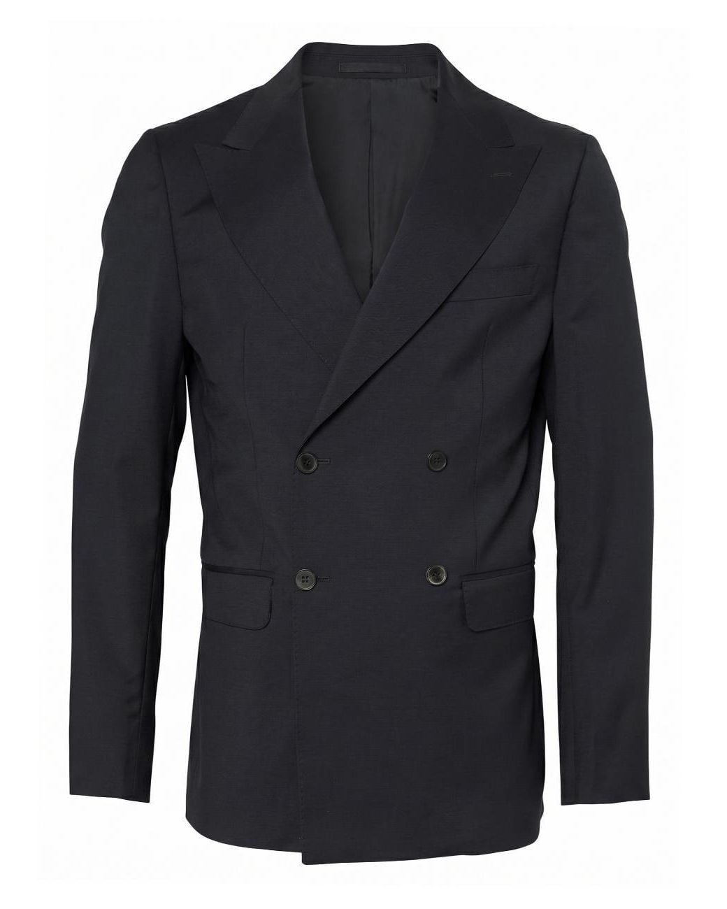 Low Brand Blue Regular-Fit Wool Double-Breasted Blazer With Peak Lapel And Central Back Slit for men