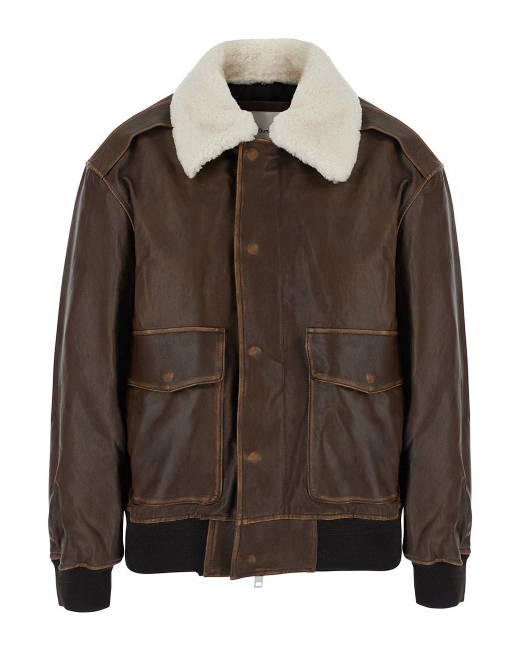 DUNST Brown A-2 Leather Blouson Lamb Coat