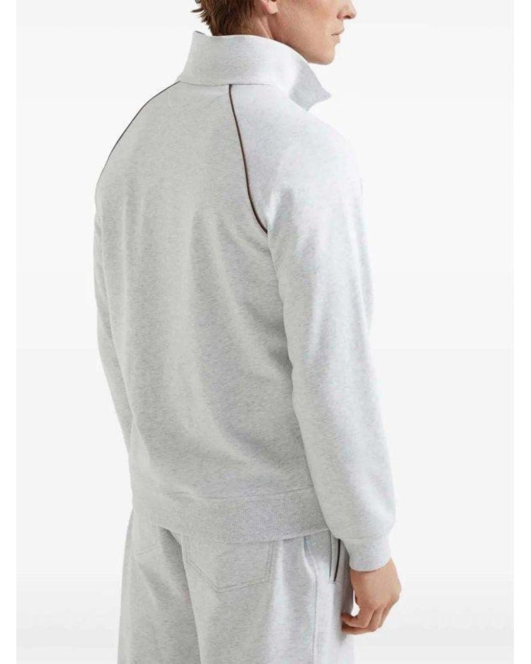 Brunello Cucinelli Gray Pearl Zip-Up Track Jacket for men