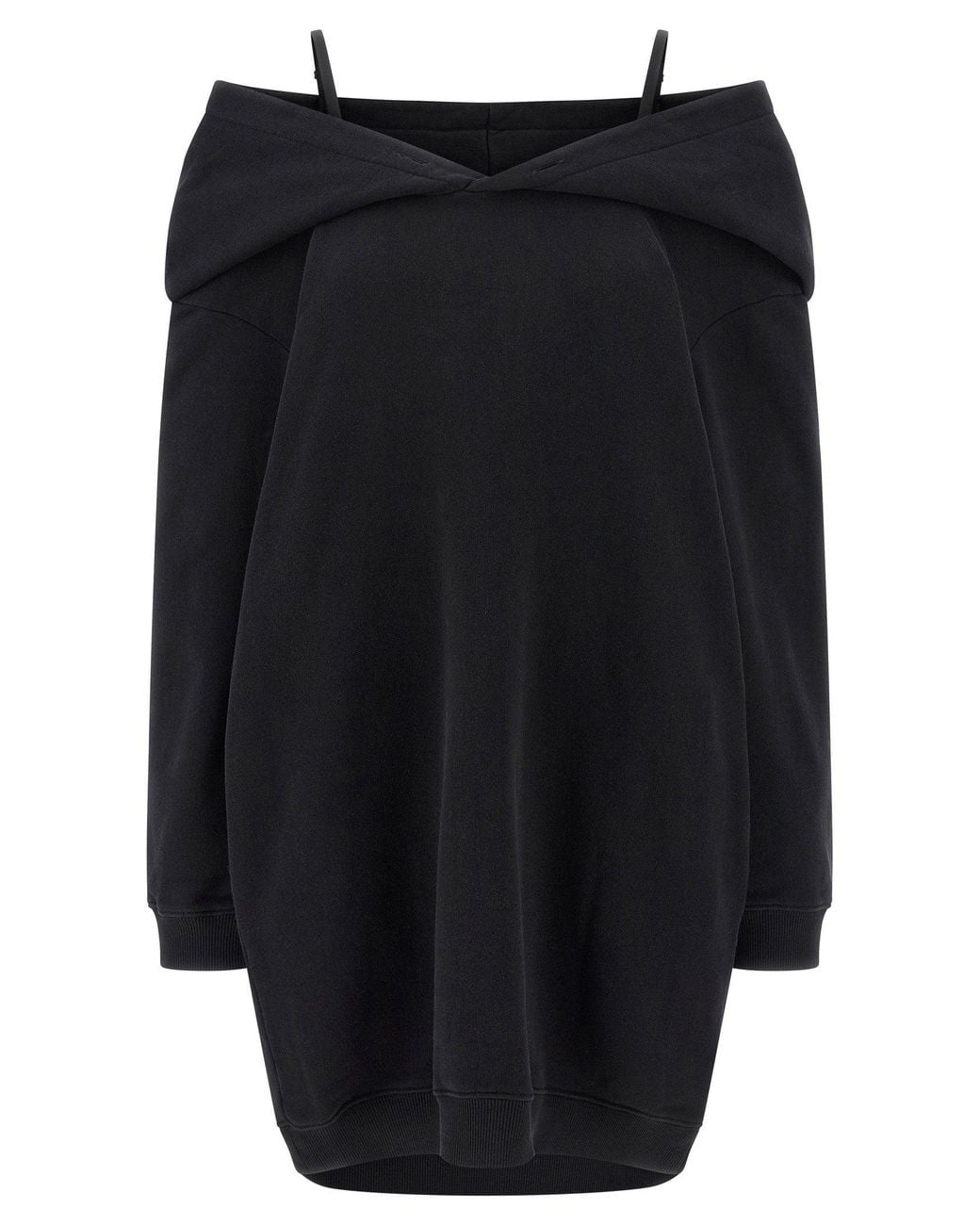 MM6 by Maison Margiela Black Off-Shoulder Hooded Dress