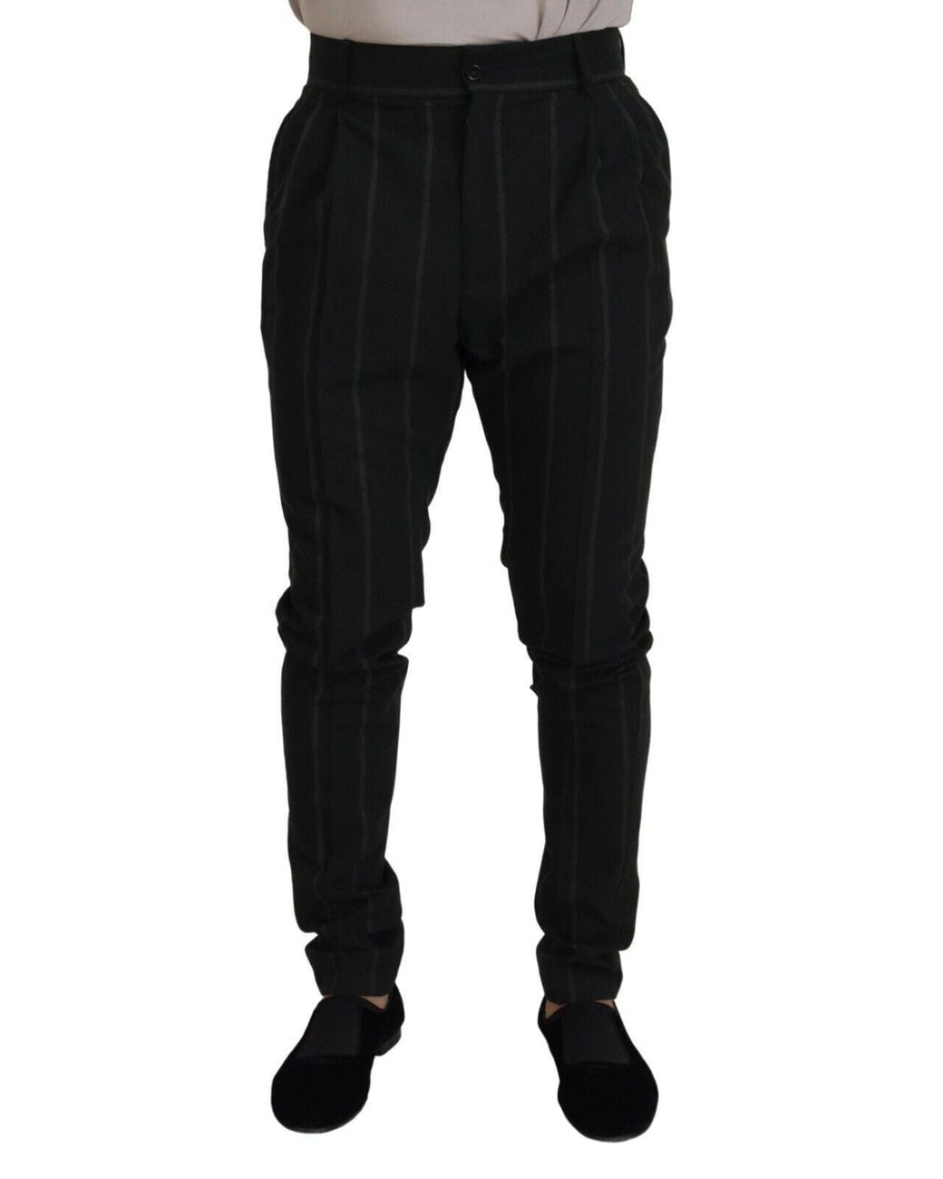 Dolce & Gabbana Black Stripedtrousers Cotton Pants for men