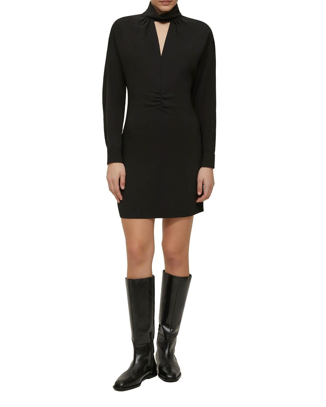 Pennyblack Black Mini Dress With V-Cut Front
