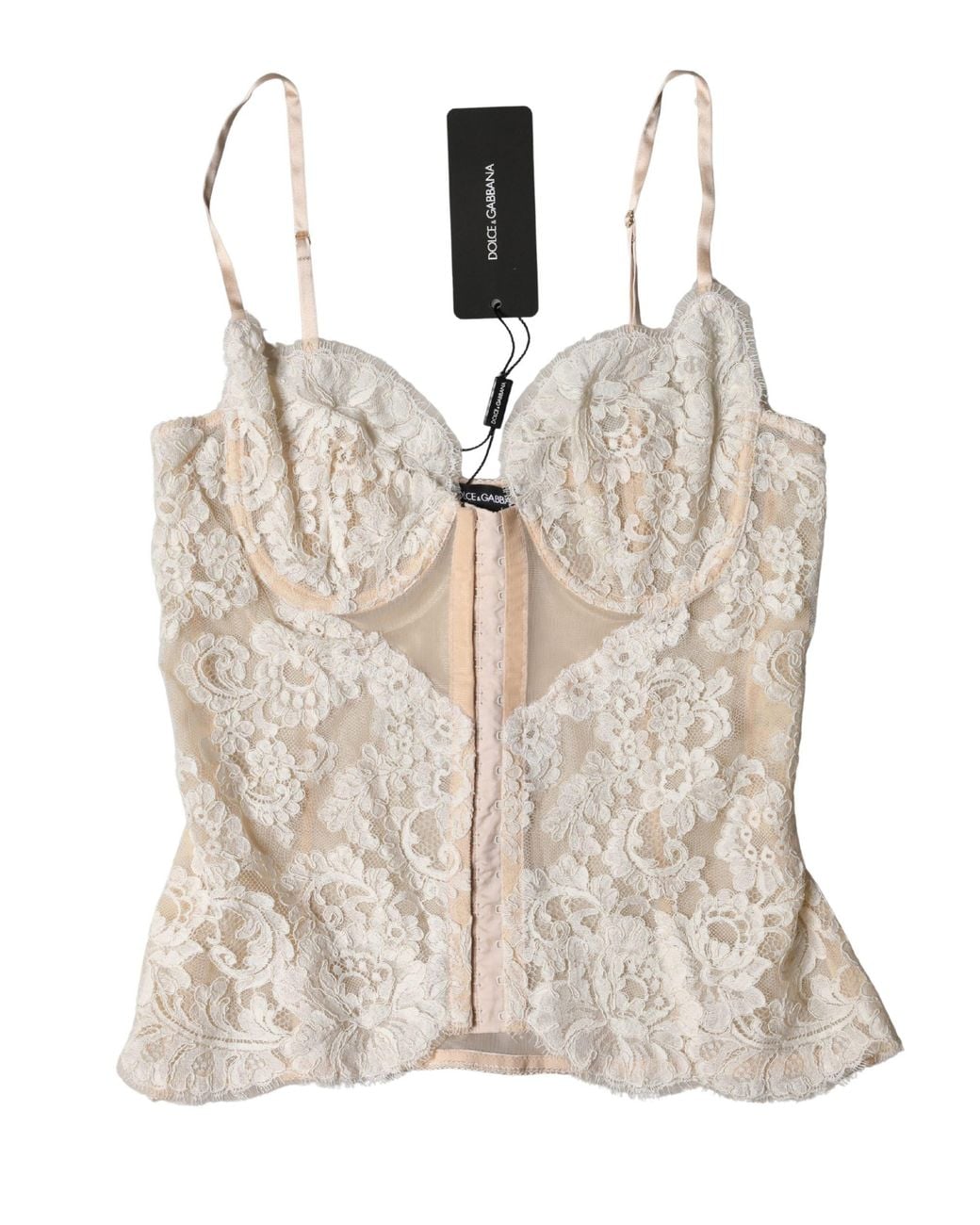 Dolce & Gabbana Natural Floral Lace Corset Lingerie Underwear Nylon Viscose Polyester Clothing