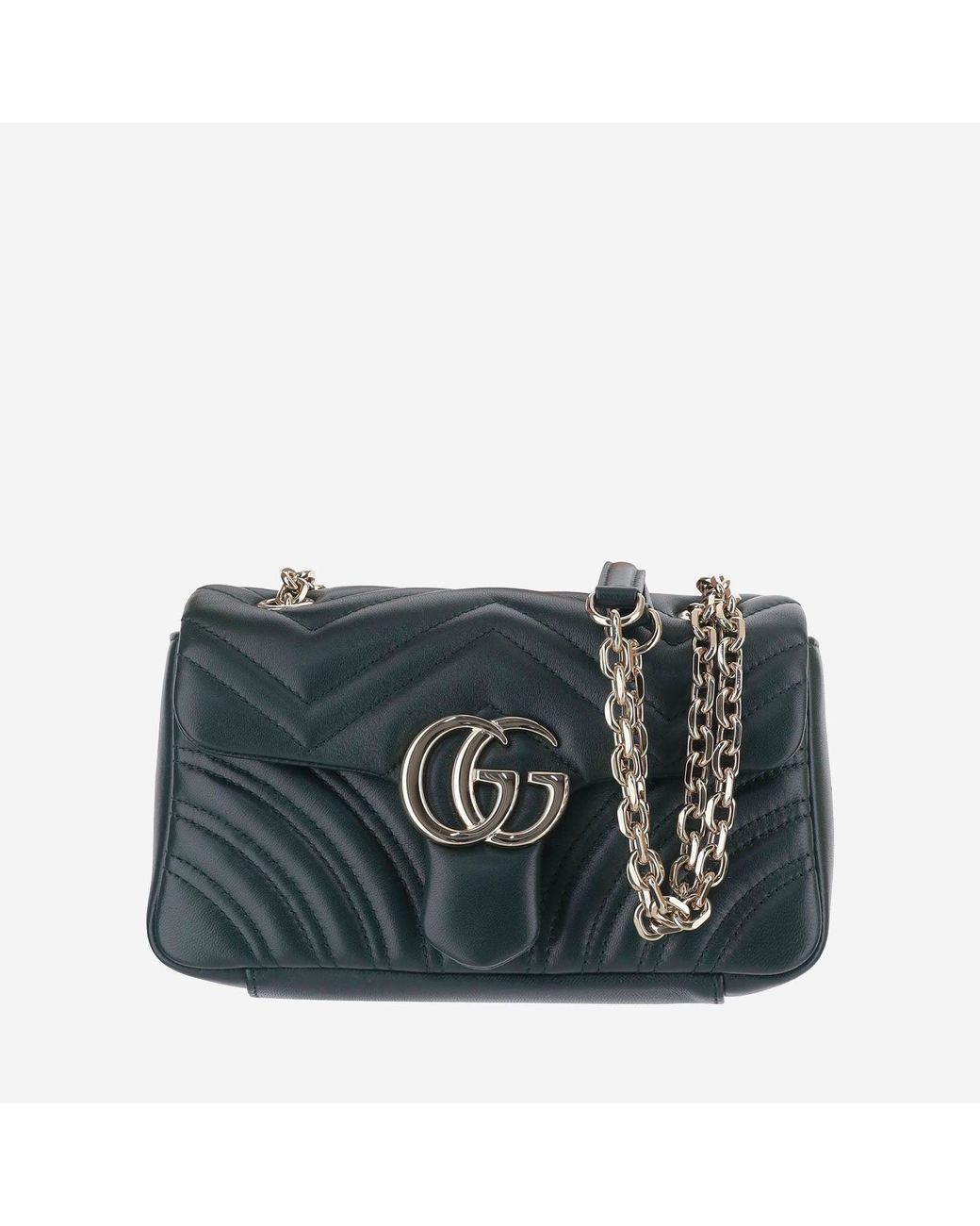 Gucci Green Shoulder Bag Gg Marmont Nappa Hand
