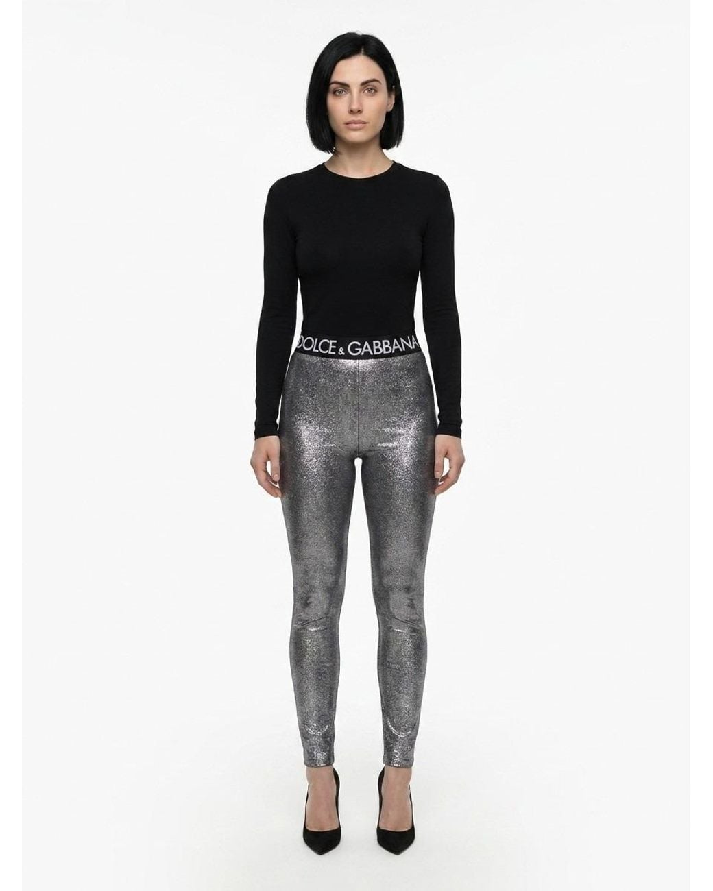 Dolce & Gabbana Black Polyester Leggings Clothing