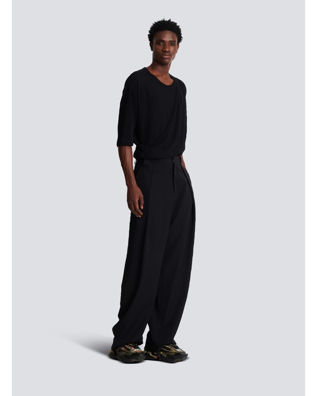 Balmain Black Loose Tailored Trousers for men