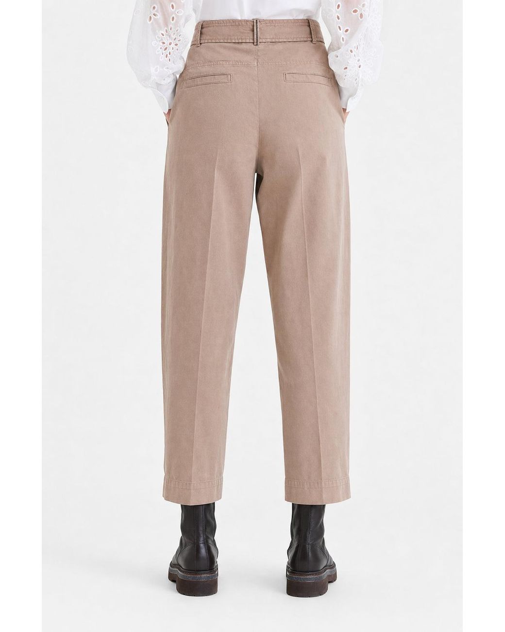 Brunello Cucinelli Natural Cotton Belted Trousers