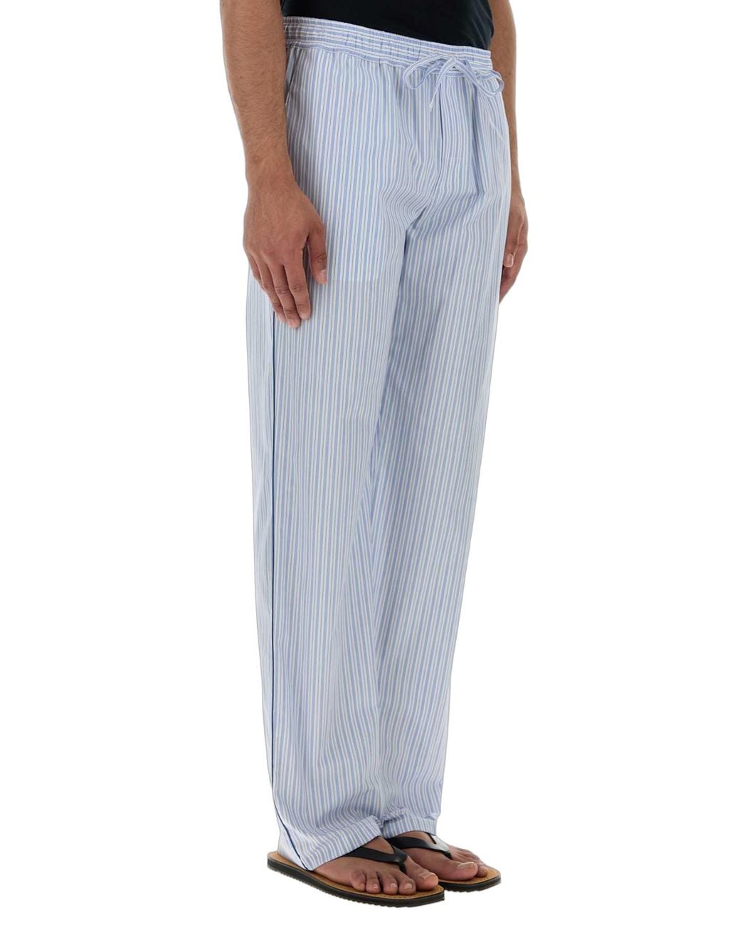 Dolce & Gabbana Blue Dolce & Gabbana Cotton-Silk Striped Trousers for men